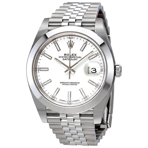 ' white rolex watch|Rolex datejust 41mm white dial.